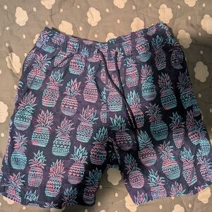 Goodfellow & Co Pineapple Print Swim Trunks - Blue and Pink